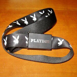Playboy Bunny Belt w Buckle Bottle Opener Playboy Cloth Adjust Revisible Belt